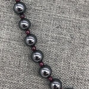 Hematite and Garnet Beaded Necklace